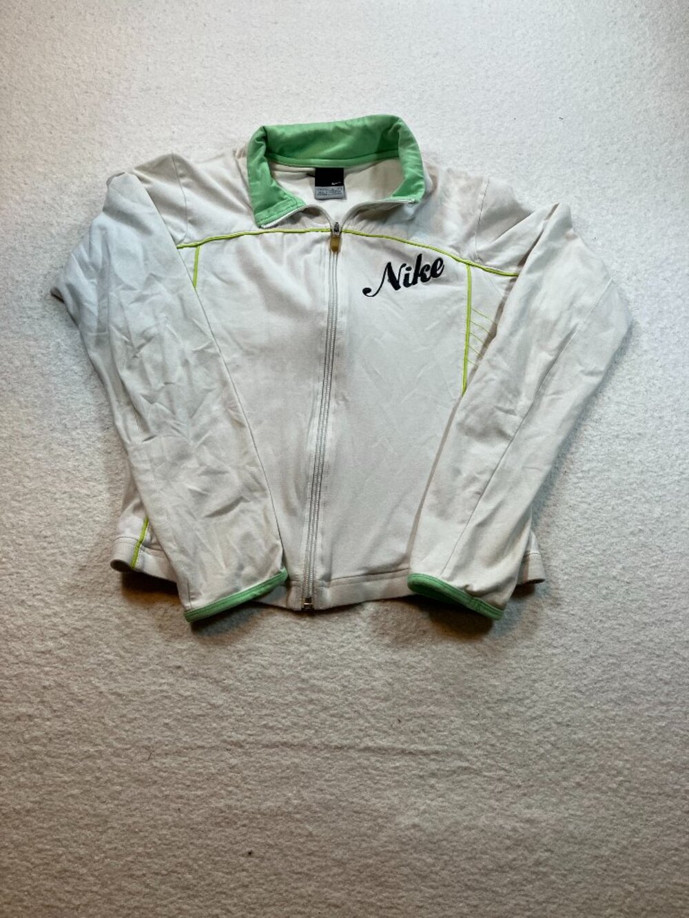 Vintage Nike Full‎ Zip Track Jacket White Green Size M (8-10)